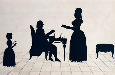 Scherenschnitte von Monsieur und Madame Roland und ihrer Tochter Eudora